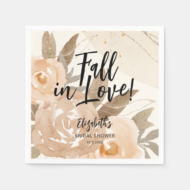 Rustic Fall in Love Autumn Flowers Napkin (Front)