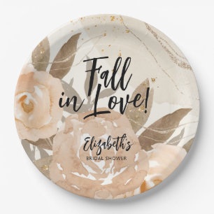 Rustic Fall in Love Autumn Flowers Paper Plate
