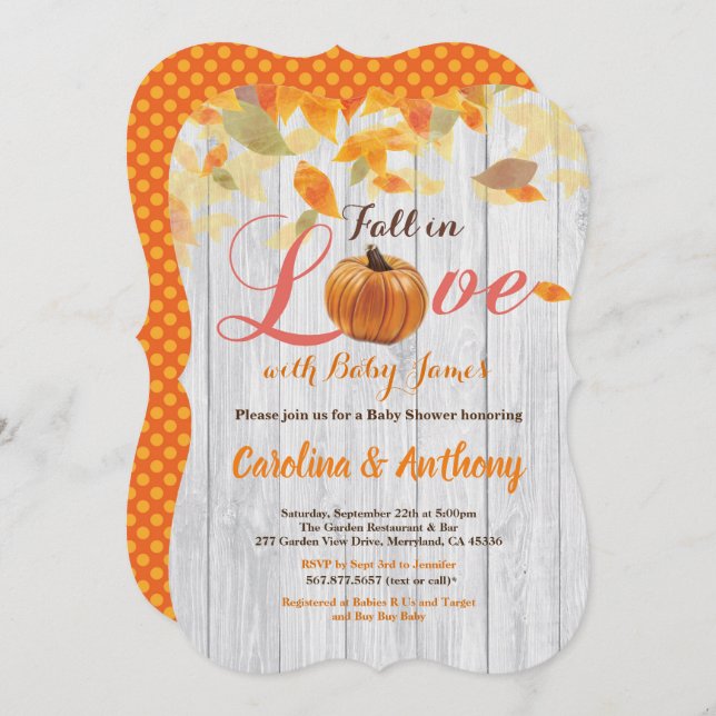 Rustic fall in love baby shower invitation. Wood Invitation (Front/Back)