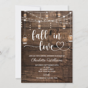 Rustic Fall in Love Bridal Shower Invitation