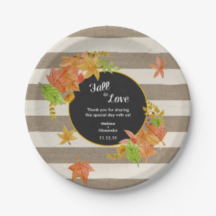 Rustic Fall in Love Bridal Shower or wedding decor Paper Plate