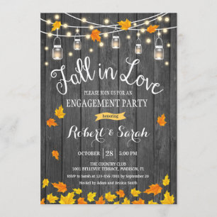 Rustic Fall In Love Engagement Party Invitation