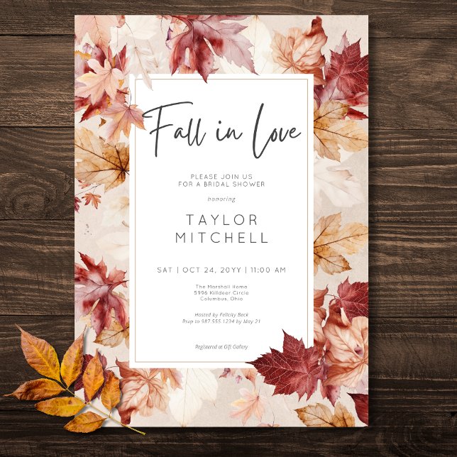 Rustic Fall In Love Fall Cream Bridal Shower Invitation (Rustic Fall In Love Fall Cream Bridal Shower Invitation)
