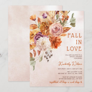 Rustic Fall in Love Fall Floral Bridal Shower Invitation