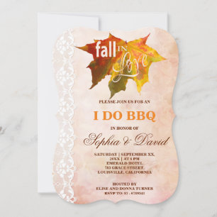 Rustic Fall in Love Lace I DO BBQ Invitation