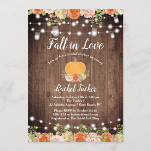 Rustic Fall in Love Mason Jar Lights Bridal Shower Invitation