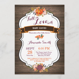 Rustic Fall in Love Pumpkin Baby Shower Invitation