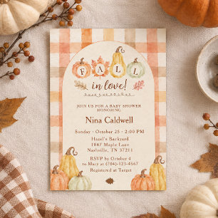 Rustic Fall In Love Pumpkin Baby Shower Invitation