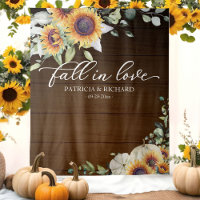 Rustic Fall in Love Pumpkin Sunflower Backdrop