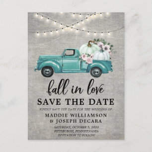 Rustic Fall in Love String Lights Save the Date  Announcement Postcard
