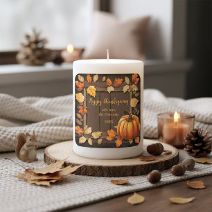Rustic Fall Leaves and Pumpkin Thanksgiving  Square Sticker