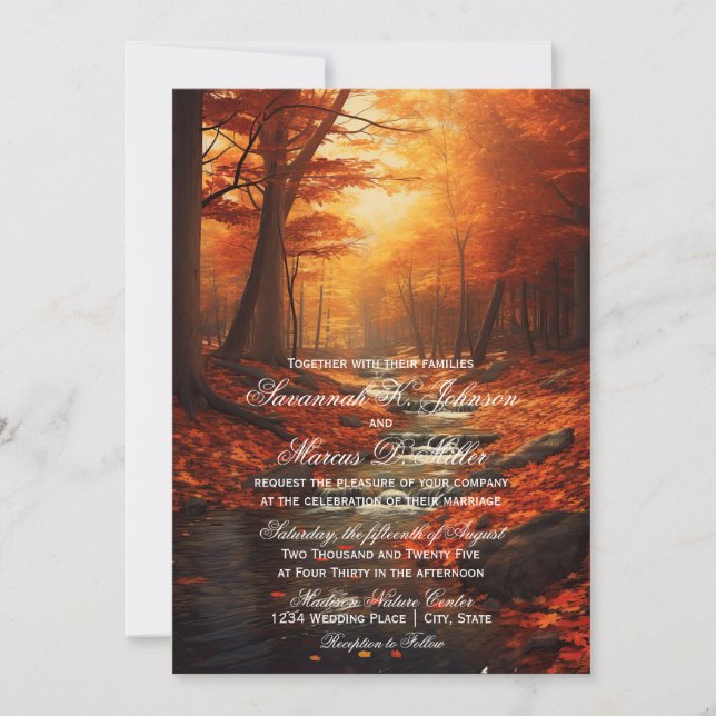 Rustic Fall Leaves Autumn Nature Wedding Invitation (Front)