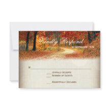 Rustic Fall Leaves Autumn Wedding RSVP Cards