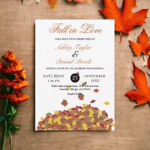 Rustic Fall Leaves Boho Autumn Floral Wedding Invitation