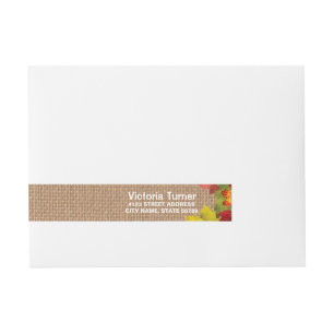 Rustic Fall Leaves Burlap Wedding Custom Wraparound Address Label