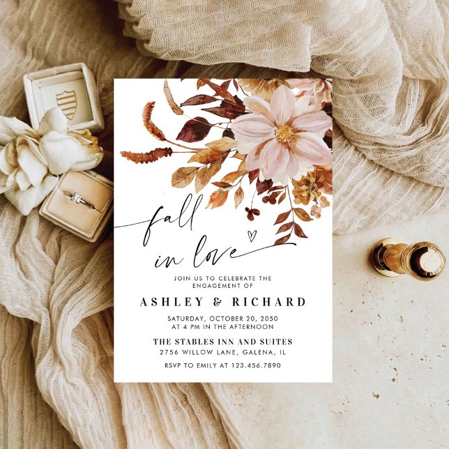 Rustic Fall Leaves Engagement Party Invitation (Creator Uploaded)