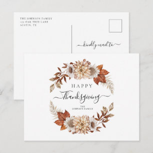 Rustic Fall Leaves Happy Thanksgiving Postcard