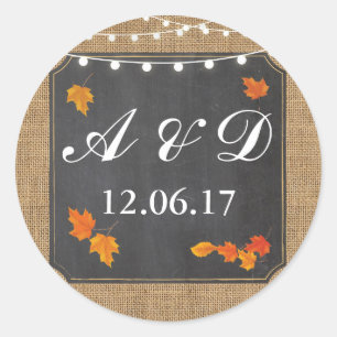 Rustic Fall Leaves Lights Stickers Label Elegant
