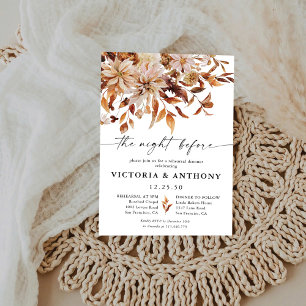Rustic Fall Leaves Rehearsal Dinner Invitation