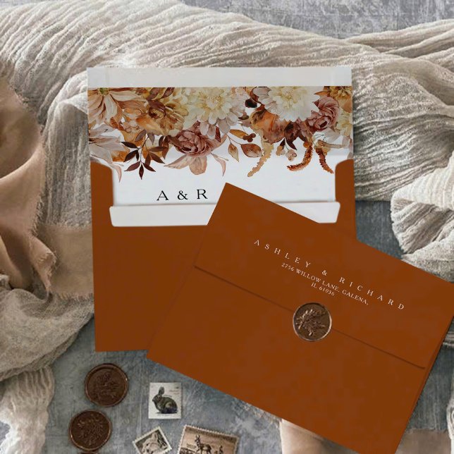 Rustic Fall Leaves Wedding Envelope (Creator Uploaded)