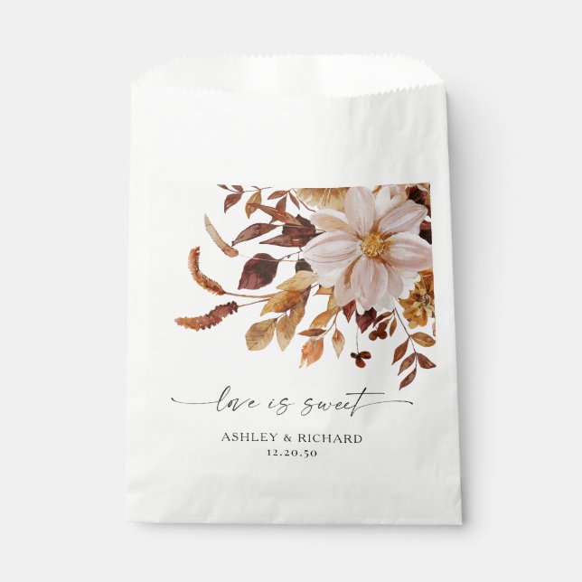 Rustic Fall Leaves Wedding Favour Bag (Front)