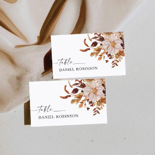 Rustic Fall Leaves Wedding Flat Place Card