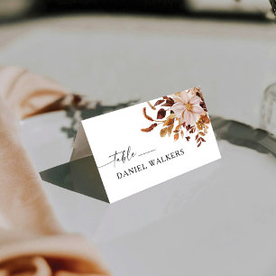 Rustic Fall Leaves Wedding Folded Place Card