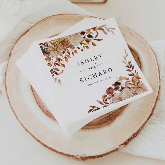 Rustic Fall Leaves Wedding Napkin (Creator Uploaded)