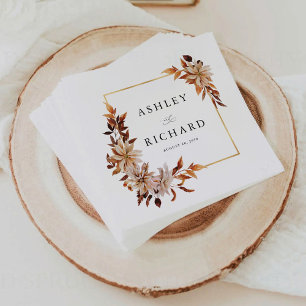 Rustic Fall Leaves Wedding Napkin