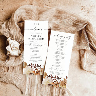 Rustic Fall Leaves Wedding Program