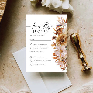Rustic Fall Leaves Wedding RSVP Card
