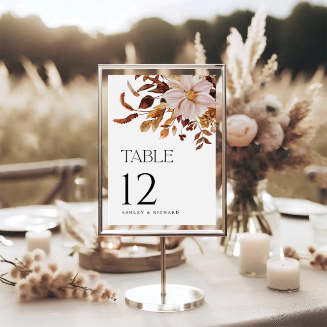 Rustic Fall Leaves Wedding Table Number Card (Creator Uploaded)