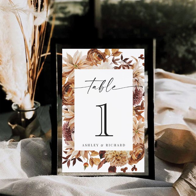 Rustic Fall Leaves Wedding Table Number Card (Creator Uploaded)