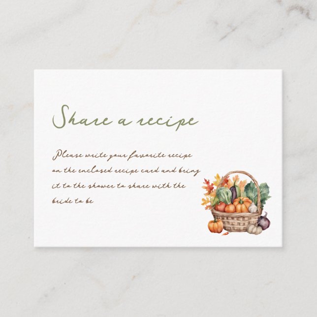 Rustic Fall Market Basket Bridal Shower Recipe Enclosure Card (Front)