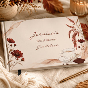 Rustic Fall Mocha Coffee Chocolate Bridal Shower  Guest Book