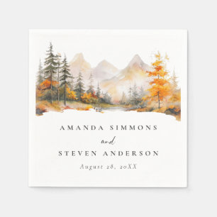Rustic Fall Mountain Pine Forest Wedding Napkin