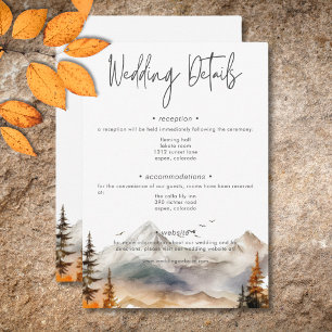 Rustic Fall Mountain Scene Watercolor Details Enclosure Card