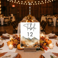 Rustic Fall Mountain Scene Watercolor Wedding