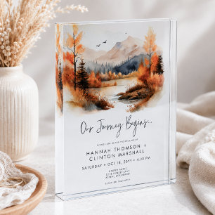 Rustic Fall Mountain Wedding Invitation Keepsake Photo Block