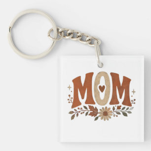 Rustic Fall Mum Floral Autumn Love Key Ring