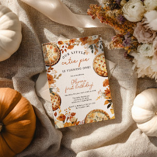 Rustic Fall Neutral Cutie Pie First Birthday Invitation