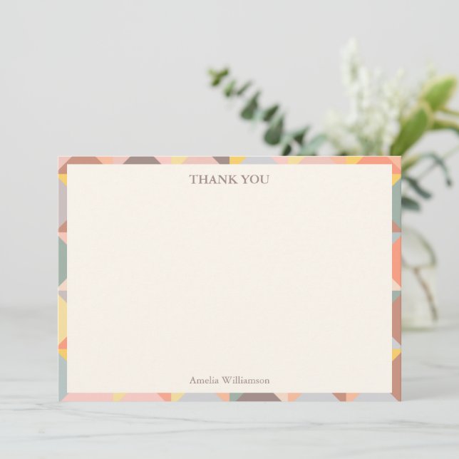 Rustic Fall Neutrals Stylish Custom Bridal Shower Thank You Card (Standing Front)
