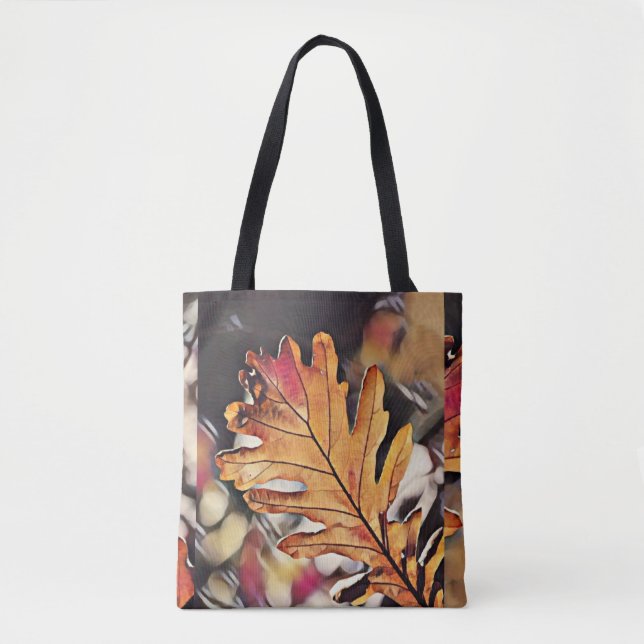 Rustic fall oak leaf orange brown yellow  tote bag (Front)