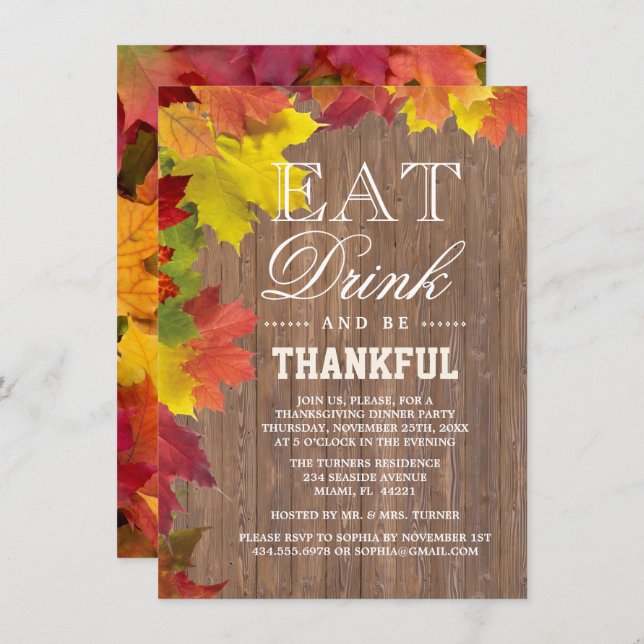 Rustic Fall Old Wood Barn Thanksgiving Invitation (Front/Back)