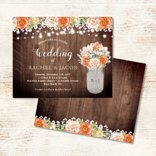 Rustic Fall Orange Mason Jar Lights Budget Wedding