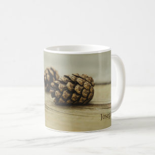Rustic Fall Pinecones Nature Photo And Custom Name Coffee Mug