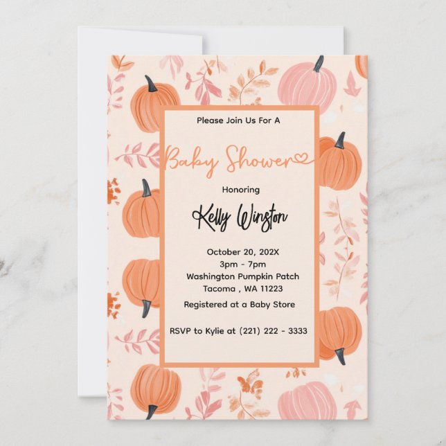 Rustic Fall Pumpkin Autumn Baby Shower  Invitation (Front)