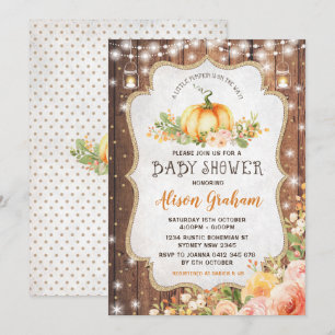 Rustic Fall Pumpkin Baby Shower Autumn Floral Invitation