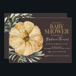 Rustic Fall Pumpkin Baby Shower Invitation<br><div class="desc">Rustic style with olive branches and a pumpkin.</div>