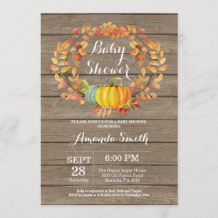 Rustic Fall Pumpkin Baby Shower Invitation Card